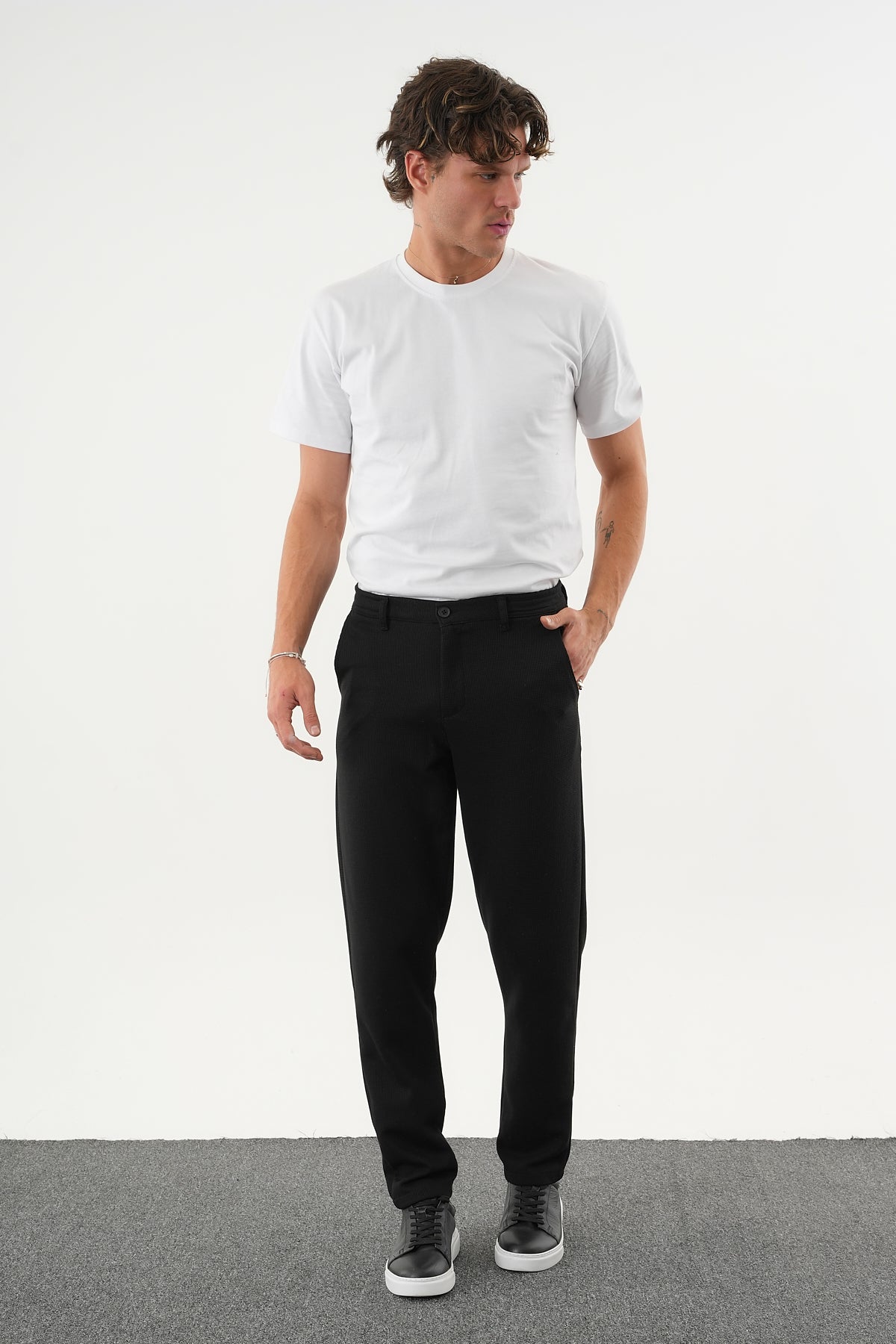 ARDEN Kışlık Kalın Slim Fit Kemerli Erkek Pantolon Siyah