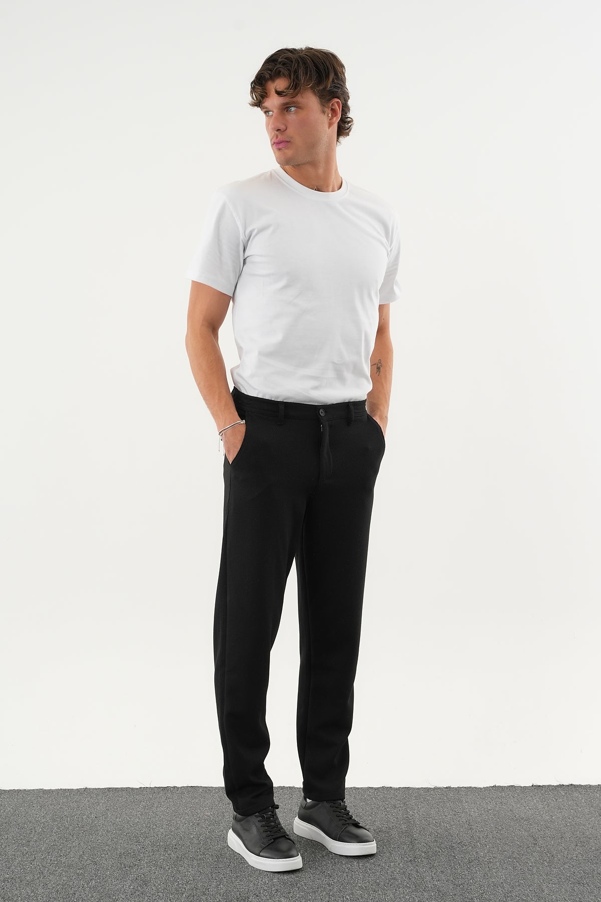 ARDEN Kışlık Kalın Slim Fit Kemerli Erkek Pantolon Siyah