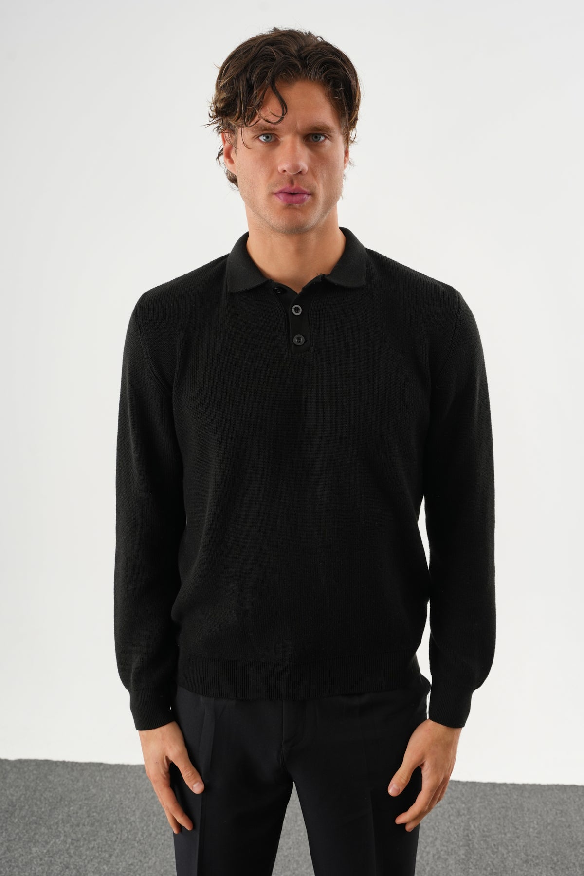 Holt Oversize Triko Uzun Kollu Kazak Siyah