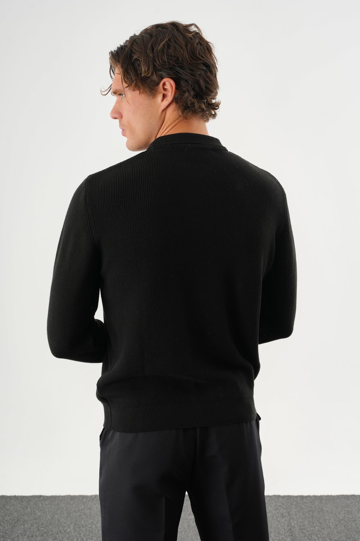 Holt Oversize Triko Uzun Kollu Kazak Siyah