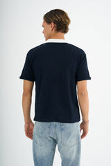 Typo Erkek Slim Fit Polo Tişört Lacivert - Redline