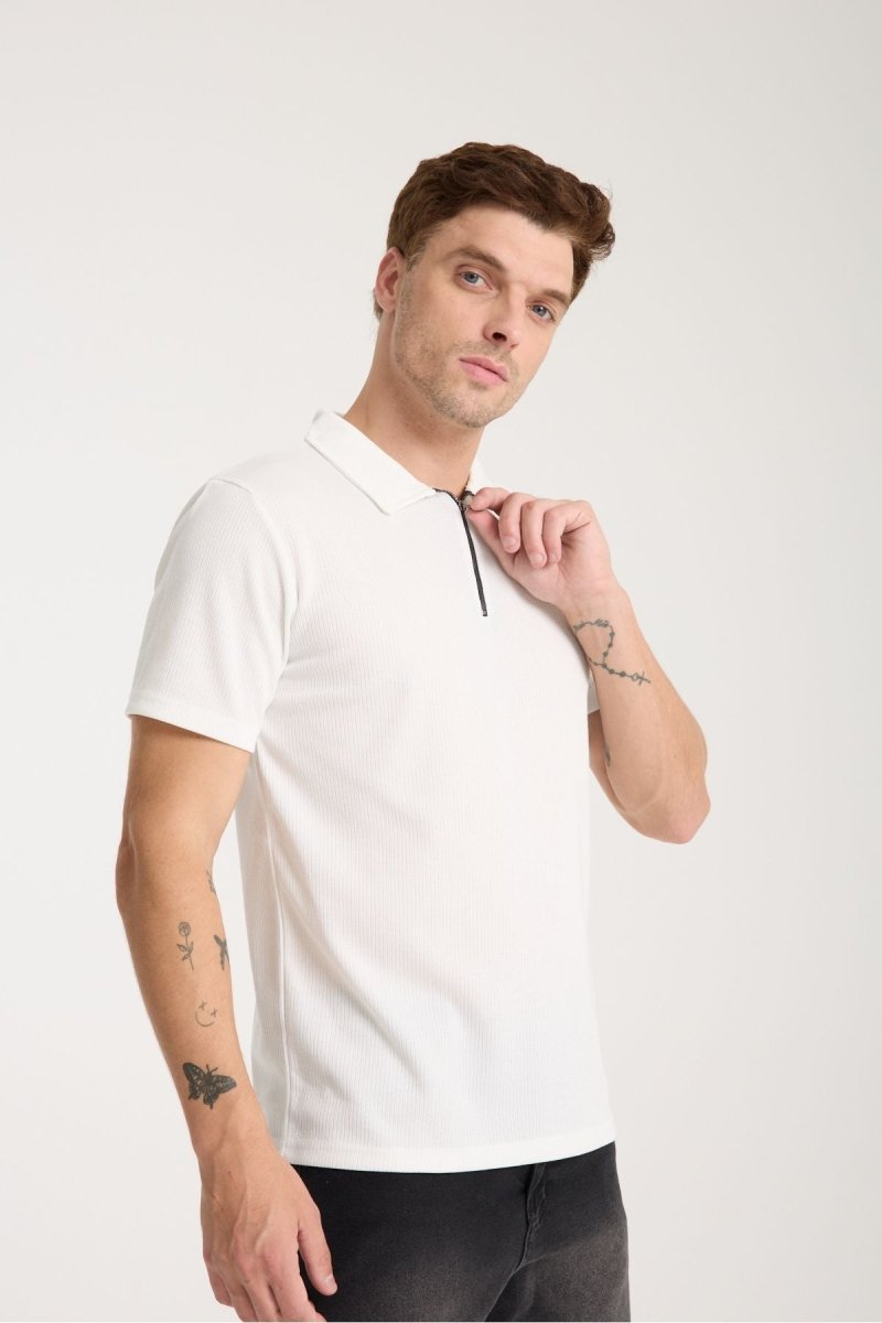 Verge Slim Fit Polo Yaka T-shirt Beyaz - Redline