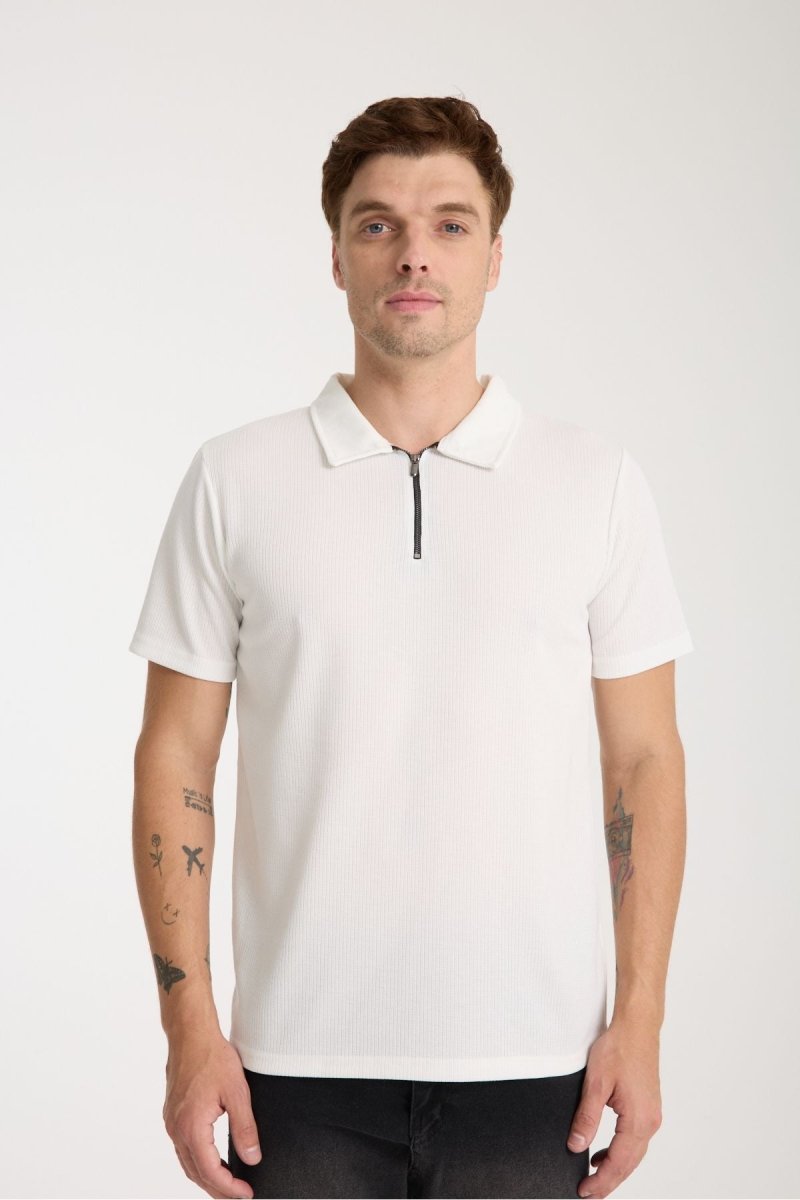 Verge Slim Fit Polo Yaka T-shirt Beyaz - Redline