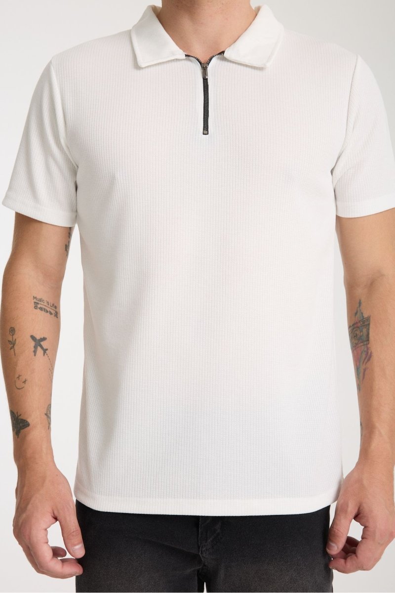 Verge Slim Fit Polo Yaka T-shirt Beyaz - Redline