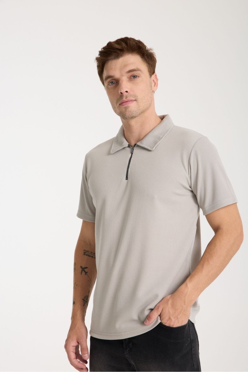 Verge Slim Fit Polo Yaka T-shirt Gri - Redline