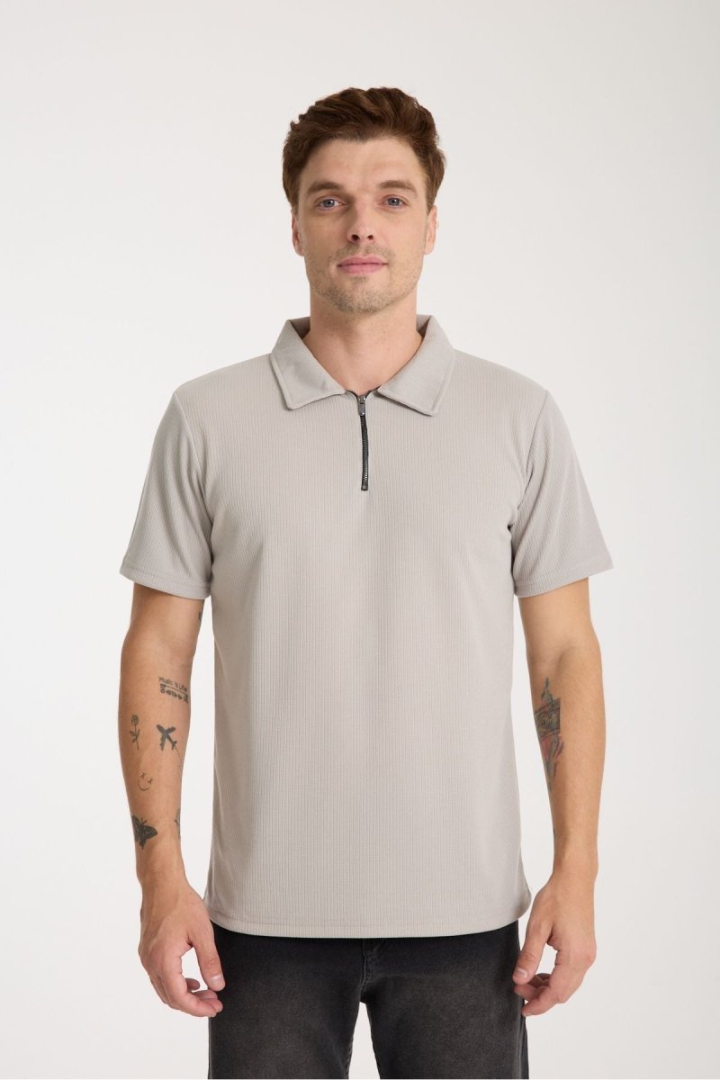 Verge Slim Fit Polo Yaka T-shirt Gri - Redline