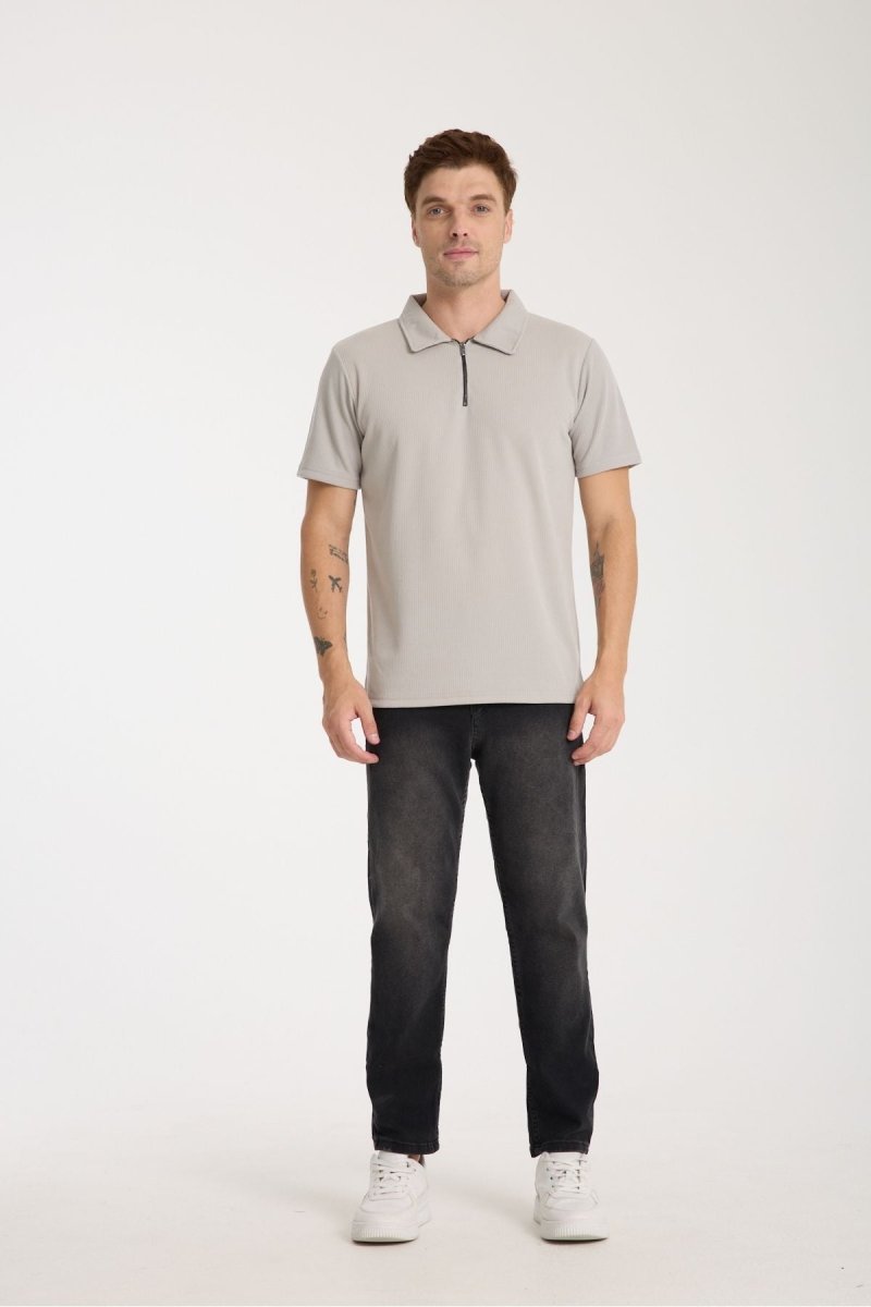 Verge Slim Fit Polo Yaka T-shirt Gri - Redline