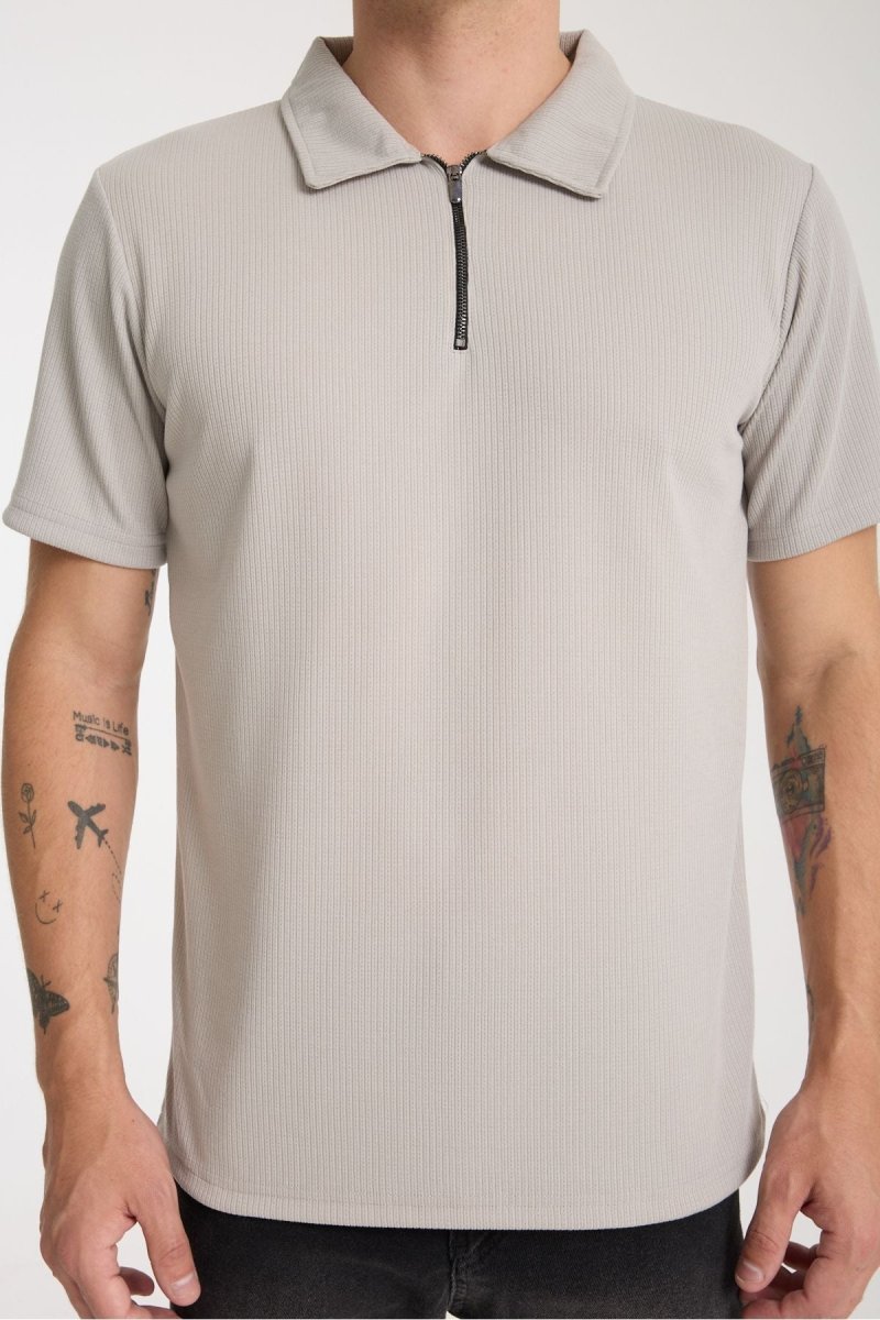 Verge Slim Fit Polo Yaka T-shirt Gri - Redline