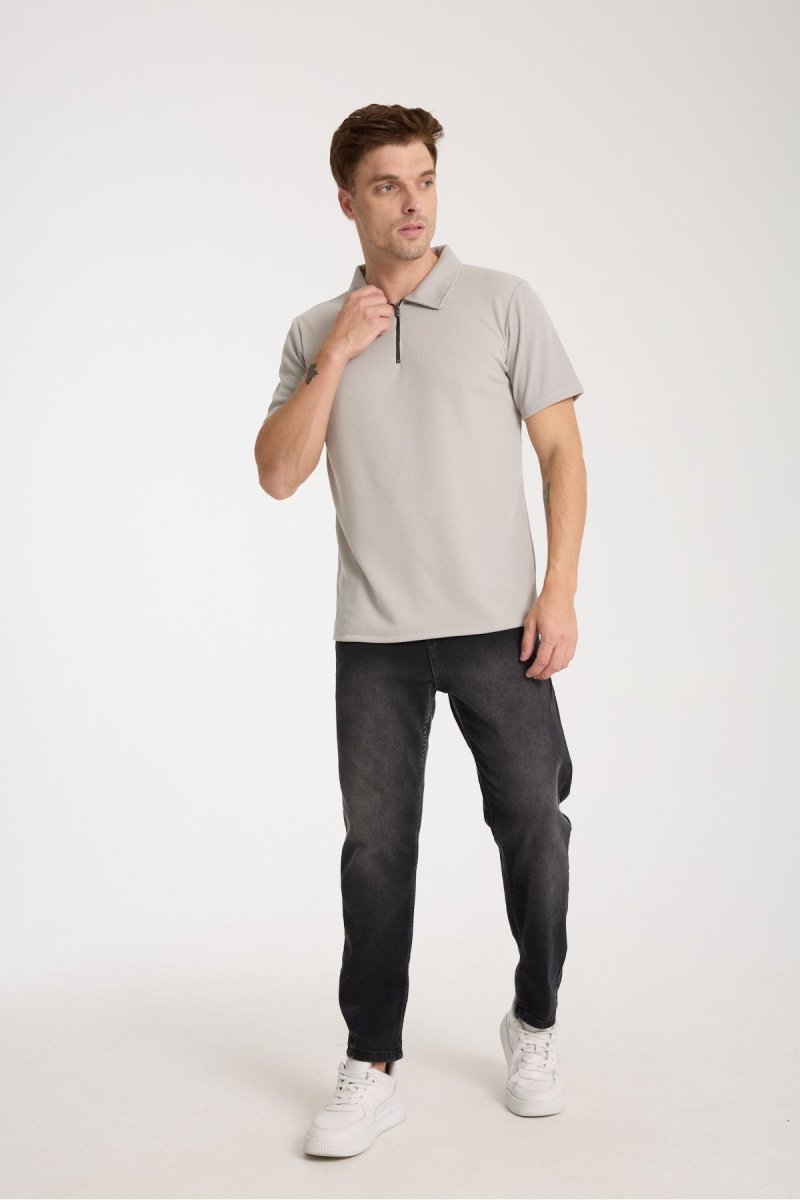 Verge Slim Fit Polo Yaka T-shirt Gri - Redline